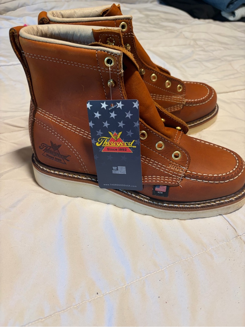 Thorogood Women's Brown Leather Moc Toe Combat Boots